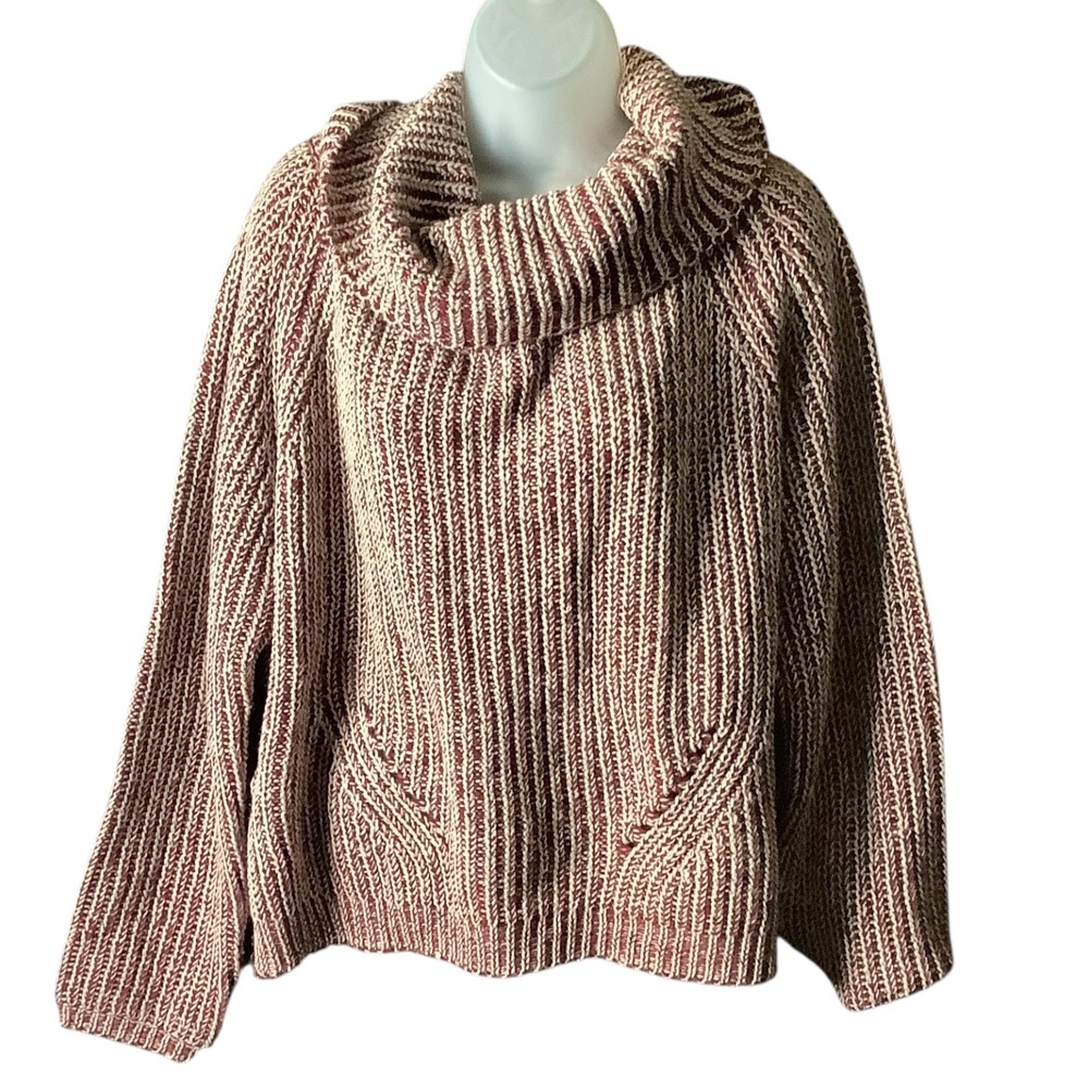 Girl Obsessed Cowl Neck Sweater Women L Maroon Chunky‎ Knit Boho Cottagecore